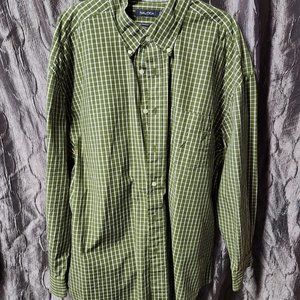 Nautica Button Up Shirt Men Size XXXL Green Plaid Long Sleeve